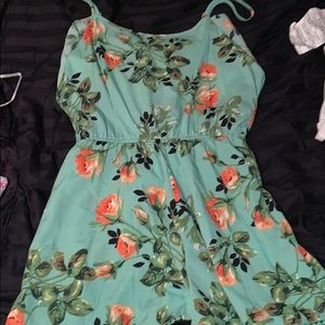 Mint green floral romper